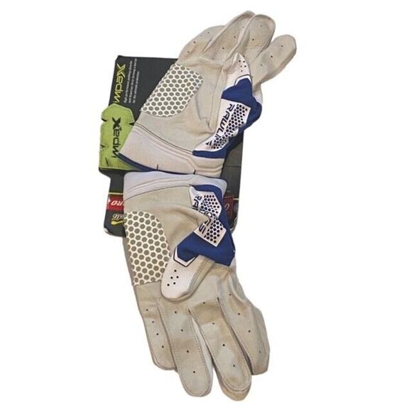 Adult Rawlings Workhorse Batting Gloves Womans Size XL White Blue Softball - Picture 4 of 5
